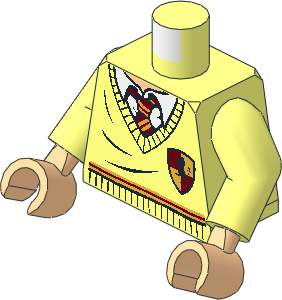 Minifig Torso with Arms and Hands with HP Harry Potter Uniform Gryffindor Stripe and Shield Pattern