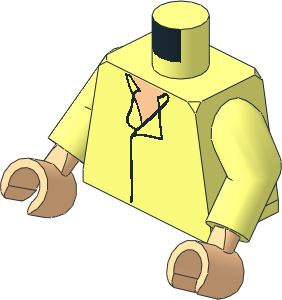 Minifig Torso with Arms and Hands with SW Shirt Open Collar No Vest and Light Nougat Chest Pattern