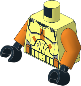 Minifig Torso with Arms and Hands with SW Clone Trooper Armour with Orange Markings (Clone Wars) Pattern