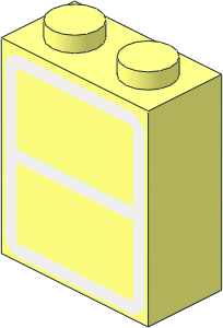 Brick  1 x  2 x  2 without Centre Studs with White Window Pattern