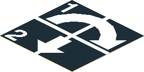 Sticker  1.9 x  1.9 with White Arrows Curved Clockwise and Down, Numbers One and Two on Black Background