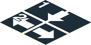 Sticker  1.9 x  1.9 with White Arrows Down, Left and Right, Numbers One and Two on Black Background