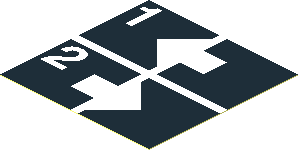 Sticker  1.9 x  1.9 with White Arrows Left and Right, Numbers One and Two on Black Background