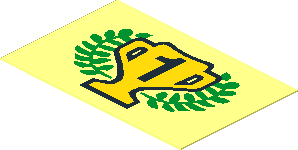 Sticker  1.1 x  1.7 with Black Number "1" on Yellow Trophy Cup and Laurels