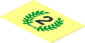 Sticker  1.1 x  1.7 with Black Number "2" and Green Laurels