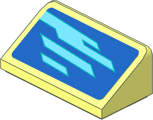 Slope Brick 31  1 x  2 x  0.667 with Light Blue Stripes on Blue Background Right Sticker