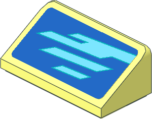 Slope Brick 31  1 x  2 x  0.667 with Light Blue Stripes on Blue Background Left Sticker