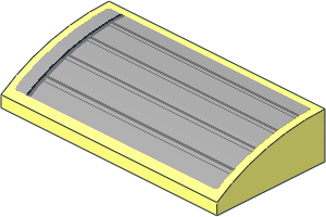 Slope Brick Curved  2 x  4 with Underside Studs with Dark Bluish Grey Lines and Black Line on Left Sticker