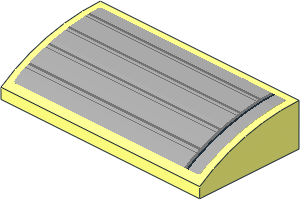 Slope Brick Curved  2 x  4 with Underside Studs with Dark Bluish Grey Lines and Black Line on Right Sticker