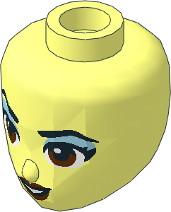 Figure Friends Head with Black Eyebrows, Reddish Brown Eyes and Lips, Metallic Light Blue Eye Shadow and Open Mouth Pattern