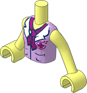 Figure Friends Girl Torso with Arms with with Magenta Jungle Rescue Logo, White Collar and Magenta Scarf Pattern