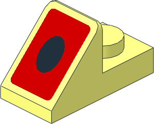 Slope Plate 45.73  2 x  1 with Black Disc on Red Background Sticker