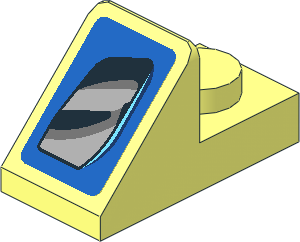 Slope Plate 45.73  2 x  1 with Black Air Vent on Blue Background Right Sticker