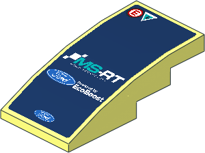 Slope Brick Curved  4 x  2 with Ford and MS-RT Logo and Emergency Signals on Blue Background Sticker