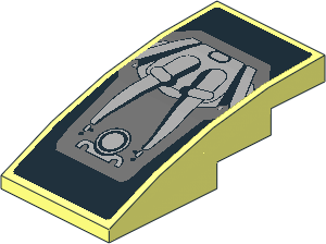 Slope Brick Curved  4 x  2 with Grey Engine on Black Background Sticker