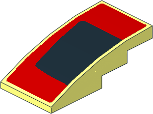 Slope Brick Curved  4 x  2 with Black Trapezoid on Red Background Left Sticker