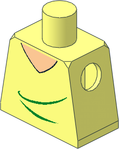 Minifig Torso with V-Neck Shirt and Green Creases Pattern