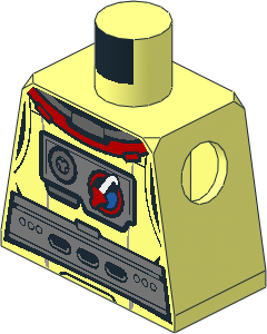 Minifig Torso with Spacesuit with Silver Belt and Chest Piece with Space Shuttle Logo on Front and Back Pattern