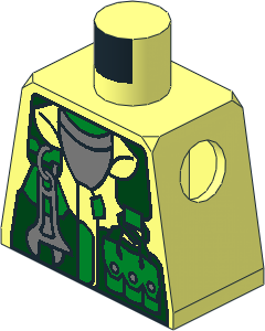 Minifig Torso with Green Vest, Wrench and Pockets Pattern