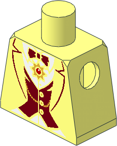 Minifig Torso with Dark Red Vest, Bow Tie, Gold Chain and Star Medallion Pattern