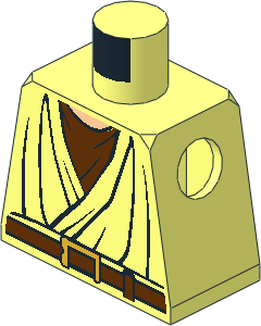 Minifig Torso with SW Layered Shirt, Reddish Brown Belt and Metallic Gold Buckle Pattern