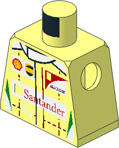 Minifig Torso with Race Suit with Scuderia Ferrari Logos and Tricolor Stripes Pattern