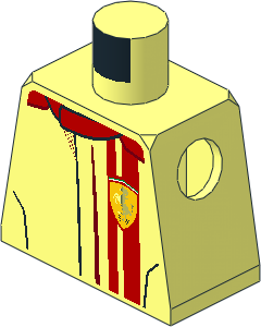 Minifig Torso with Race Suit with Ferrari Logos and Red Vertical Lines Pattern