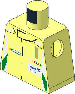 Minifig Torso with Race Suit with Logos and Tricolor Stripes Pattern