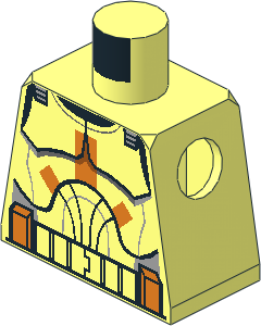 Minifig Torso with SW Clone Trooper Armour with Orange Markings (Clone Wars) Pattern