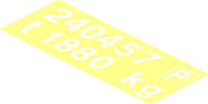 ~Sticker  0.8 x  1.9 with "240457 P" and "t 1880 kg" Common Pattern Background
