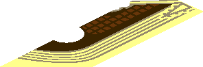 ~Tile  3 x  2 with Angled End Tan Arches and Spires, Clock and Window with Lattice Half Pattern