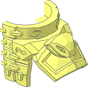 ~Minifig Armour Breastplate, with Round Collar, Chain Mail, Snake Heads, and 1 Stud on Back - Half