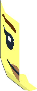 ~Minifig Head with Reddish Brown Eyebrows, Eyelashes and Smile Pattern - Half