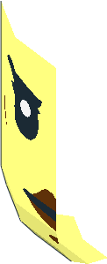 ~Minifig Head with Black Female Eyebrows, Reddish Brown Lips, Cheek Lines and Dimple Pattern - Half