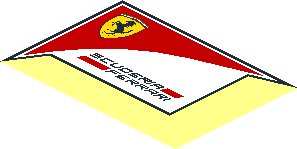 ~Sticker  1.0 x  1.3 with Scuderia Ferrari Logo on White Background Right - Logo Ferrari "Scuderia Ferrari" and Badge with Black Fame and Background