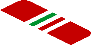 ~Sticker  0.8 x  1.9 with Ferrari Logo and Tricolor Stripe on Red Background - First Face