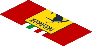~Sticker  0.8 x  1.9 with Ferrari Logo and Tricolor Stripe on Red Background -  Third Face