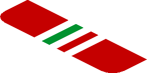 ~Sticker  0.8 x  1.9 with Ferrari Logo and Tricolor Stripe on Red Background - Sixth Face