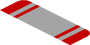 ~Sticker  0.8 x  1.9 with Grey Stripes on Red Background Right - First Face