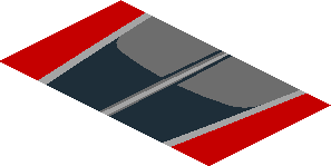~Sticker  4.0 x  1.8 with Ferrari Rectangular Badge and Black Air Vent on Red Background - Second Face