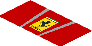 ~Sticker  4.0 x  1.8 with Ferrari Rectangular Badge and Black Air Vent on Red Background - Fourth Face