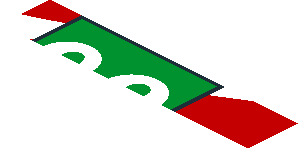 ~Sticker  1.9 x  1.8 with Ferrari Logo and White 63 on Green Square and White Stripes on Red Background Left - Third Face