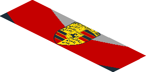 ~Sticker  3.0 x  1.8 with Porsche Logo in Black, Red and Grey Stripes and White 2 in Red Square on White Background - Fifth Face