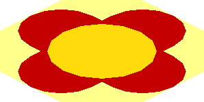 ~Flower Petal with 4 Red Leaves and Yellow Center with Border