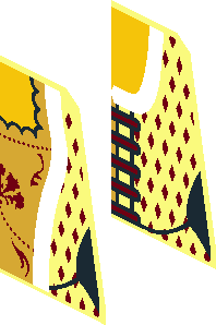 ~Minifig Torso with Gold and Dark Red Trim and Laces Pattern -  Half