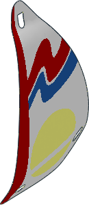 Sail  6 x 12 Triangular with Red and Blue Wavy Stripes Pattern (Formed Left Convex)