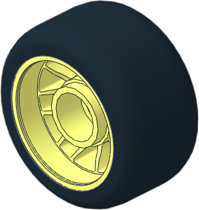 Wheel 13.4 x 24 with Rubber Black Integral Smooth Racing Tyre Pattern