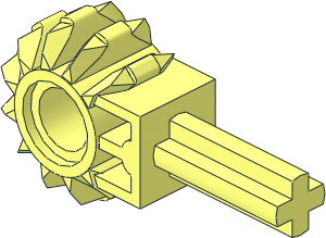 Technic Gear 12 Tooth Double Bevel with Axle Extension
