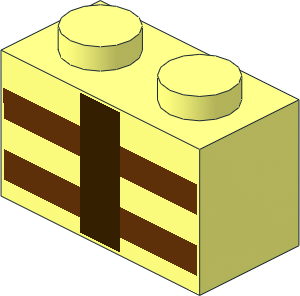 Brick  1 x  2 with  4 Reddish Brown and  1 Dark Brown Rectangles Pattern
