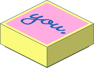 Tile  1 x  1 with Blue "you." Script on Bright Pink Background Pattern